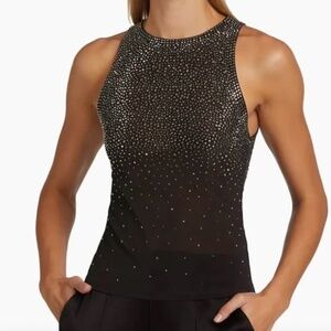 NWOT Alice + Olivia Pania Embellished Top in Black
